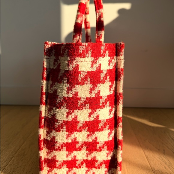 Sandro Red and Cream Houndstooth Tote - Picture 8 of 10